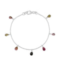 Multi-Tourmaline Drop Charm Bracelet in Sterling Silver (7.25 In) 4.90 ctw - Sticky add to cart bar