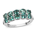 Indian Ocean Apatite, Natural White Zircon Double Row Band Ring in Platinum Over Sterling Silver (Size 6.0) 1.75 ctw - Sticky add to cart bar