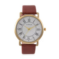 Strada Japanese Movement Watch in Silvertone with Black Faux Leather (41.9mm) - Sticky add to cart bar
