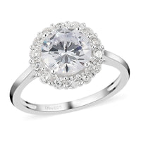 Simulated Diamond Halo Ring in Sterling Silver (Size 10.0) 4.15 ctw