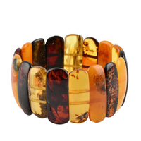 Multi Color Amber Section Beaded Stretch Bracelet