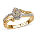 Premium Turkizite, Natural White Zircon Ring in Vermeil YG Over Sterling Silver (Size 10.0) 0.75 ctw - Sticky add to cart bar