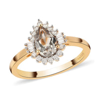 AAA Turkizite and Diamond Halo Ring in Vermeil Yellow Gold Over Sterling Silver (Size 10.0) 1.10 ctw