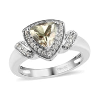 AAA Turkizite and Natural White Zircon Halo Ring in Platinum Over Sterling Silver 1.60 ctw