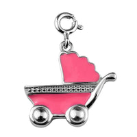 Platinum Over Sterling Silver Trolly Charm 2.15 Grams