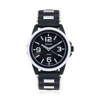 STRADA Japanese Movement Railway Track Pattern Watch with Black Silicone Strap