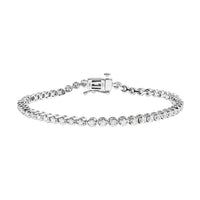 NY Closeout 10K White Gold G-H I3 Diamond Tennis Bracelet (7.00 In) 7.90 Grams 1.00 ctw
