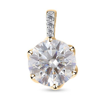 LUXORO 10K Yellow Gold Moissanite VS EF Solitaire Pendant 4.65 ctw
