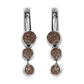 Natural Champagne and White Diamond Dangle Earrings in Rhodium and Platinum Over Sterling Silver 0.50 ctw - Sticky add to cart bar