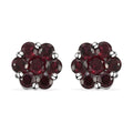 AMERICAN Arizona Anthill Garnet Floral Stud Earrings in Platinum Over Sterling Silver 2.15 ctw - Sticky add to cart bar