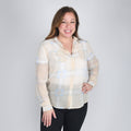 HARVE BERNARD Light Yellow Striped Button-up Shirt - L - Sticky add to cart bar