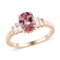 LUXORO 10K Rose Gold Premium Blush Tourmaline and Diamond G-H I3 Ring (Size 10.0) 2.20 Grams 1.30 ctw