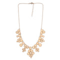Beige Resin Statement Necklace 17-20 Inches in Goldtone - Sticky add to cart bar