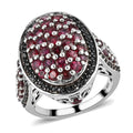 Arizona Anthill Garnet and Natural Thai Black Spinel Cluster Ring in Platinum Over Sterling Silver (Size 10.0) 7.15 Grams 3.75 ctw - Sticky add to cart bar