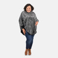 TAMSY Black Faux Fur Scoop Poncho with Lace Border - One Size Fits Most - Sticky add to cart bar