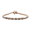 Natural Champagne Diamond Tennis Bracelet in Vermeil Rose Gold Over Sterling Silver (7.25 In) 2.00 ctw - Sticky add to cart bar