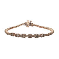 Natural Champagne Diamond Tennis Bracelet in Vermeil Rose Gold Over Sterling Silver (7.25 In) 2.00 ctw