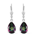 Northern Lights Mystic Topaz Solitaire Lever Back Earrings in Platinum Over Sterling Silver 6.75 ctw - Sticky add to cart bar