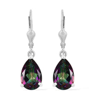 Northern Lights Mystic Topaz Solitaire Lever Back Earrings in Platinum Over Sterling Silver 6.75 ctw