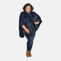 TAMSY Holiday Special Black Faux Fur Ruana with Toggle Button - One Size Fits Most - Sticky add to cart bar