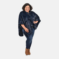 TAMSY Holiday Special Black Faux Fur Ruana with Toggle Button - One Size Fits Most