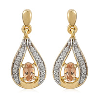 Natural Golden Imperial Topaz and Natural White Zircon Earrings in Vermeil Yellow Gold Over Sterling Silver 0.75 ctw