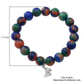 Multi Jasper Beaded Stretch Bracelet with Charm in Sterling Silver 100.00 ctw - Sticky add to cart bar
