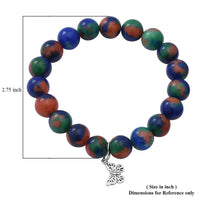 Multi Jasper Beaded Stretch Bracelet with Charm in Sterling Silver 100.00 ctw