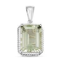 Montezuma Prasiolite Solitaire Pendant in Sterling Silver 10.65 ctw