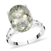 Montezuma Prasiolite Solitaire Ring in Sterling Silver (Size 10.0) 8.35 ctw