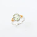 Montezuma Prasiolite Solitaire Ring in Platinum Over Sterling Silver 4.35 ctw - Sticky add to cart bar