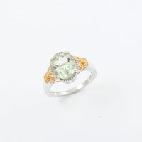 Montezuma Prasiolite Solitaire Ring in Platinum Over Sterling Silver 4.35 ctw