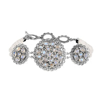 Artisan Crafted Kuisa Rainbow Moonstone Bracelet in Sterling Silver (7.25 In) 31.75 ctw