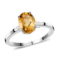 Brazilian Citrine Solitaire Ring in Sterling Silver (Size 10.0) 1.15 ctw