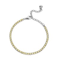 Simulated Yellow Diamond Tennis Bracelet in Stainless Steel (Adjustable) 3.00 ctw