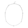 Simulated Diamond Paper Clip Chain Station Necklace 28 inches in Silvertone - Sticky add to cart bar