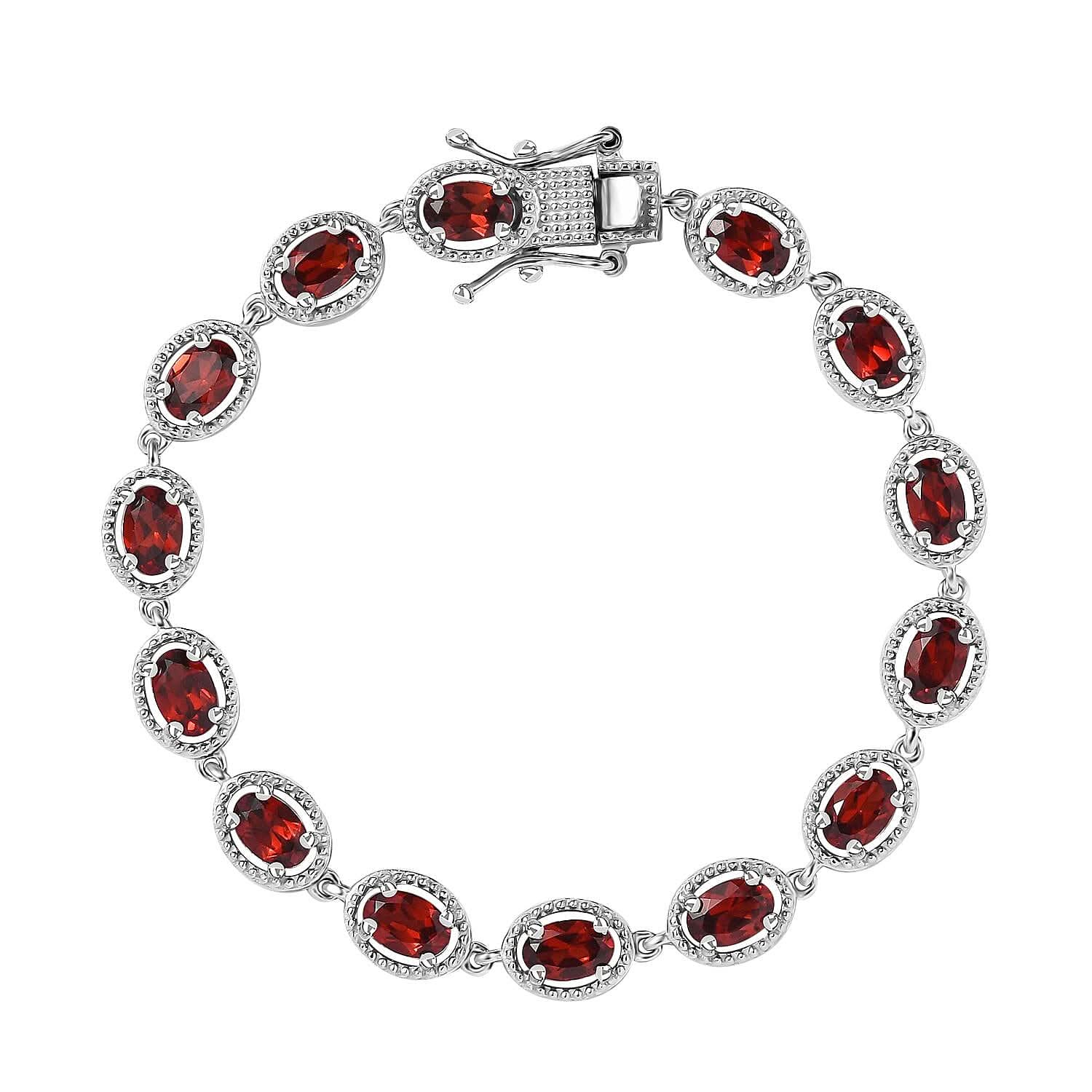 Mozambique Garnet Bracelet in Platinum Over Sterling Silver (6.50 In) 7.00 ctw