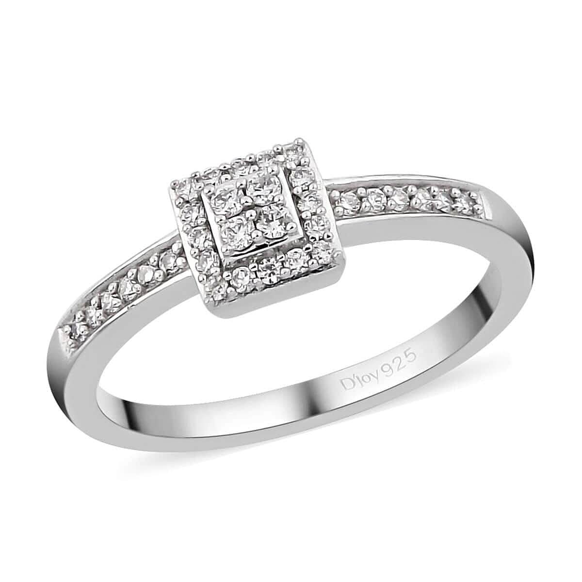 Lab Grown Diamond G-H I1 Ring in Platinum Over Sterling Silver 0.25 ctw