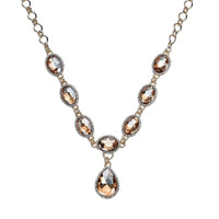 Simulated Aurora Borealis and Austrian Crystal Necklace 20-22Inches in Goldtone