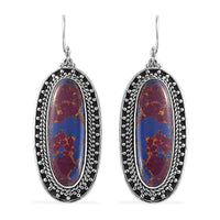 Artisan Crafted Mojave Purple Turquoise 23.25 ctw Fancy Earrings in Black Oxidized Sterling Silver