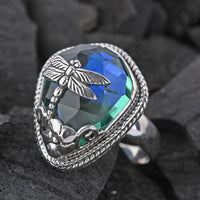 BALI LEGACY Peacock Triplet Quartz Dragonfly Ring in Sterling Silver 18.10 ctw
