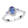 Tanzanite and Natural White Zircon Ring in Platinum Over Sterling Silver 0.90 ctw - Sticky add to cart bar