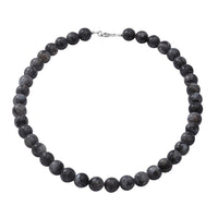 Black Moonstone (D) Beaded Necklace 18 Inches in Sterling Silver 250.00 ctw