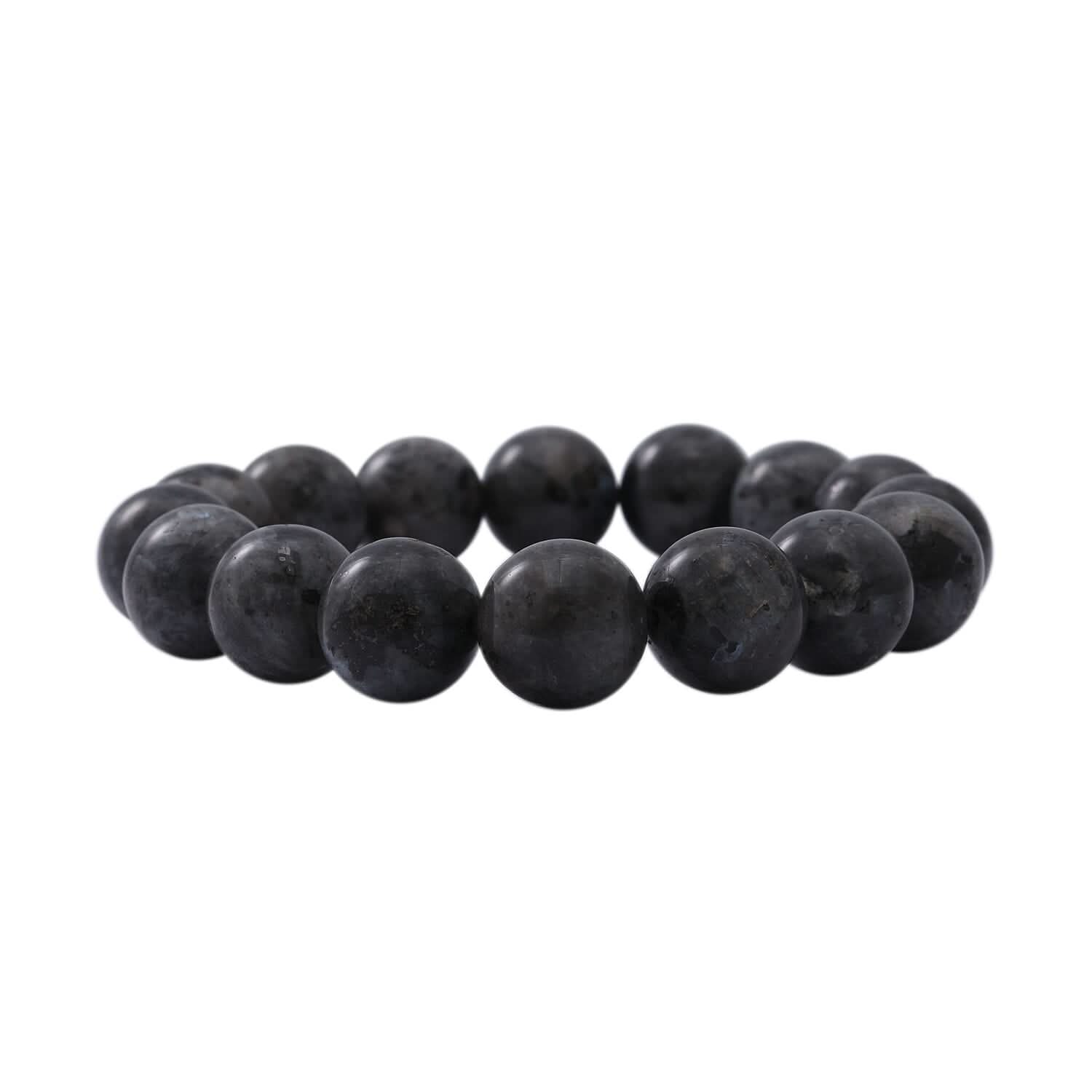 Black Moonstone (D) Beaded Stretch Bracelet 150.00 ctw