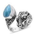 BALI LEGACY Larimar Bypass Dragon Ring in Sterling Silver (Size 10.0) 10 Grams 4.00 ctw - Sticky add to cart bar