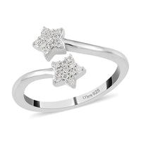 Lab Grown Diamond G-H I1 Bypass Ring in Platinum Over Sterling Silver (Size 10.0) 0.15 ctw
