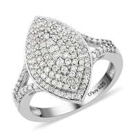 Luxuriant Lab Grown Diamond (G-H, SI) Elongated Ring in Platinum Over Sterling Silver (Size 7.0) 0.75 ctw