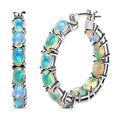 Ethiopian Opal Inside-Out Hoop Earrings in Platinum Plated Sterling Silver, Premium Opal Hoops For Women, 925 Sterling Silver Hoops 7.40 ctw - Sticky add to cart bar