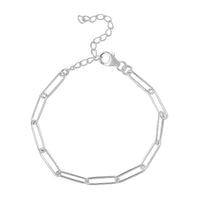 Artisan Crafted Sterling Silver Paper Clip Chain Bracelet (6.5-8.5In) 2.90 Grams