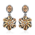 Premium Imperial Topaz Flower Dangle Earrings in Platinum Over Sterling Silver 3.65 ctw - Sticky add to cart bar